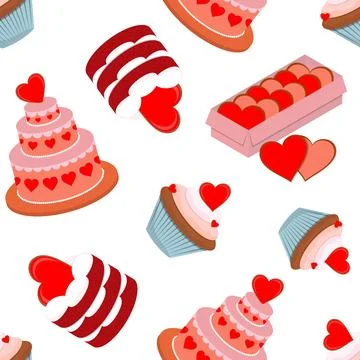 Pattern sweet desserts for Valentine s Day. Stock Illustration