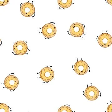 Pattern sweet donut character cartoon vector 스톡 일러스트