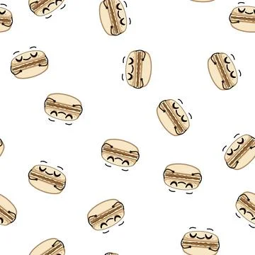 Pattern sweet macaron character cartoon vector Stockillustratie