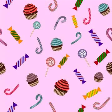 Pattern of sweets and candies Illustrazione stock