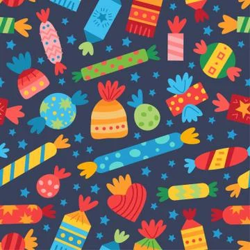 Pattern with sweets candy. For birthday party Illustrazione stock