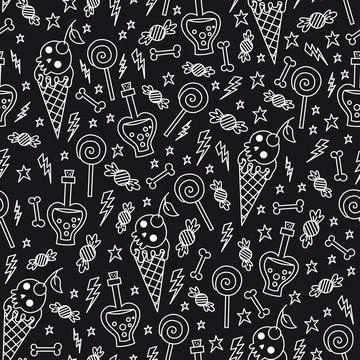 Pattern with sweets in doodle style Stock Illustration