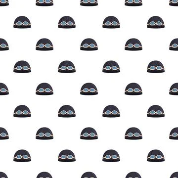 Pattern of swimming caps with goggles for athletes Stock Illustration