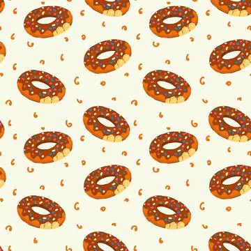 Pattern with swimming cartoon circles. Rubber toys for pool games, donuts Stock Illustration