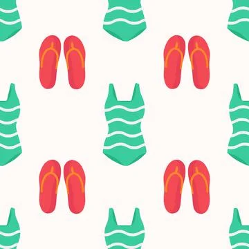 A pattern of a swimsuit and beach slippers Stock Illustration
