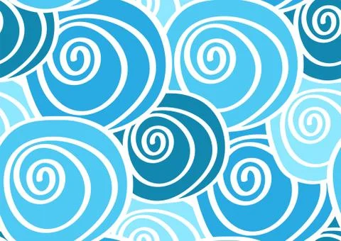 Pattern with swirling spiral round blue waves Illustrazione stock