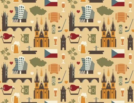 Pattern with symbols of the Czech Republic Stock Illustration