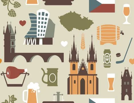 Pattern with symbols of the Czech Republic Stock Illustration