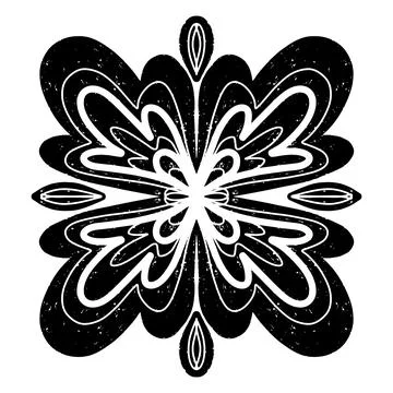 Pattern symmetrical in linocut style texture black element vector print with  Stock Illustration