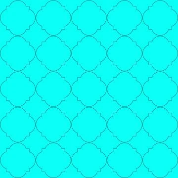 Pattern with symmetrical quatrefoil on a turquoise background Stock Illustration