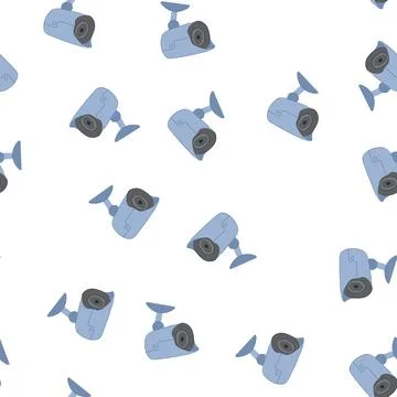 Pattern system security camera cartoon vector Illustrazione stock