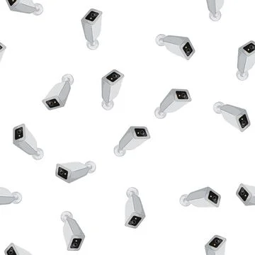 Pattern system security camera cctv cartoon vector Illustrazione stock