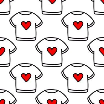 Pattern of a T-shirt with a heart.Pattern for Valentines Day Stock Illustration