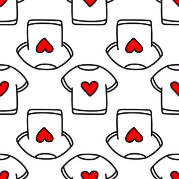 Pattern of a T-shirt with a heart.Pattern for Valentines Day Stock Illustration