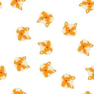 Pattern tabby cat face cartoon vector Stock Illustration