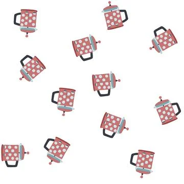 Pattern table french press coffee cartoon vector Stock Illustration