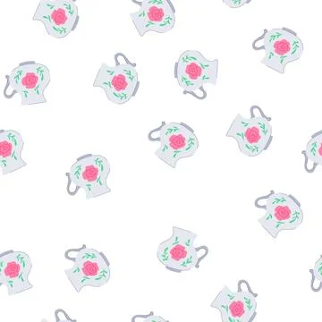 Pattern tableware vintage cup cartoon vector Stock Illustration