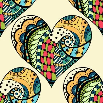 Pattern of Tangle Patterns hearts Illustrazione stock