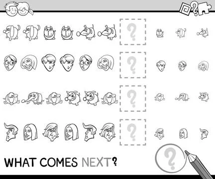 Pattern task coloring book Black and White Cartoon Illustration of Complet... Stock Photos