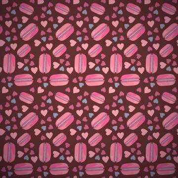 Pattern with tasty macaroons, hearts and love Stock Illustration
