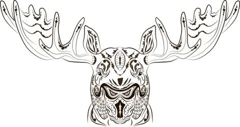 Pattern tattoo moose Stock Illustration