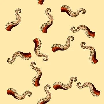 Pattern tattoo octopus kraken tentacle sketch hand drawn Illustrazione stock