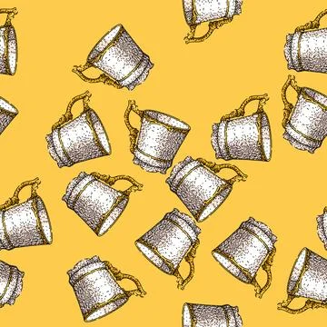Pattern tea porcelain cup sketch hand drawn Stock Illustration