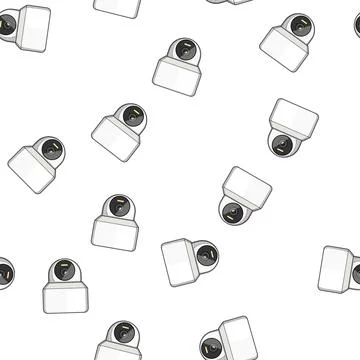 Pattern technology facial recognition camera cartoon vector Stockillustratie