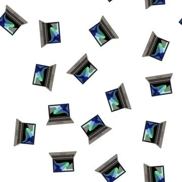 Pattern technology laptop computer cartoon vector Illustrazione stock