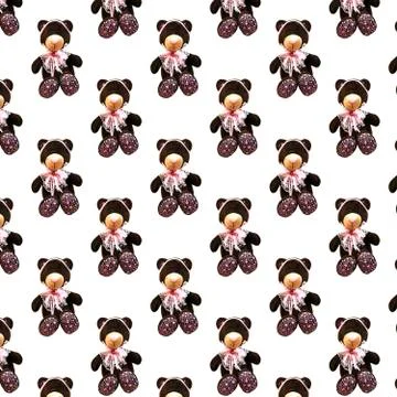 Pattern with a Teddy bear on a light background. Background with a brown bear Stock Photos