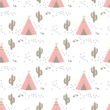 Pattern with teepees Stock Illustration