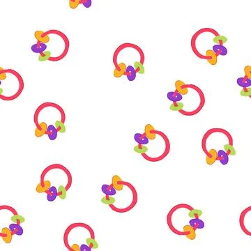 Pattern teething baby rattle cartoon vector Stock Illustration