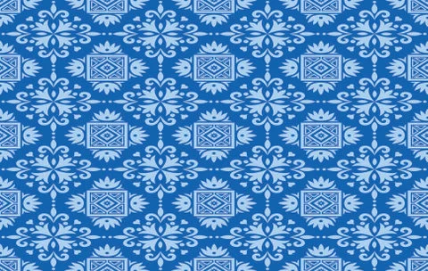 Pattern template retro blue symmetrical flat repeating elements Illustrazione stock