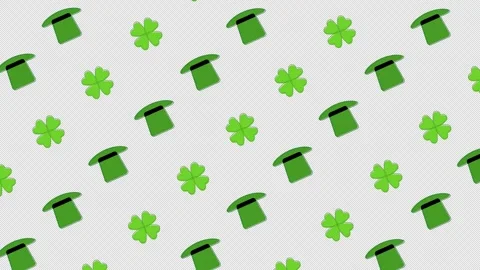 Pattern template of St. Patrick's Day, shamrocks clover, Four-leafed Irish party Video stock 302349621