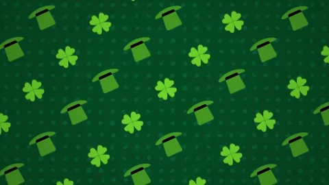 Pattern template of St. Patrick's Day, shamrocks clover, Four-leafed Irish party Stock Footage 302349722