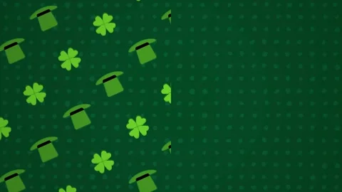 Pattern template of St. Patrick's Day, shamrocks clover, Four-leafed Irish party Stock Footage 302349834