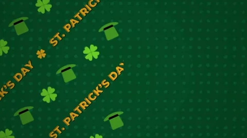 Pattern template of St. Patrick's Day, shamrocks clover, Four-leafed Irish party Stock Footage 302349881