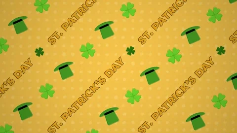 Pattern template of St. Patrick's Day, shamrocks clover, Four-leafed Irish party Stock Footage 302349963