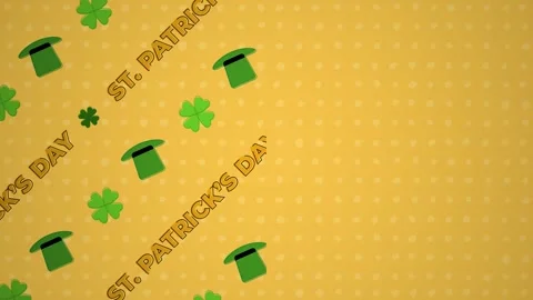 Pattern template of St. Patrick's Day, shamrocks clover, Four-leafed Irish party Stock Footage 302350031