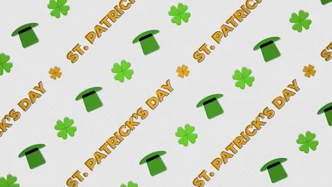 Pattern template of St. Patrick's Day, shamrocks clover, Four-leafed Irish party Stock Footage 302350035