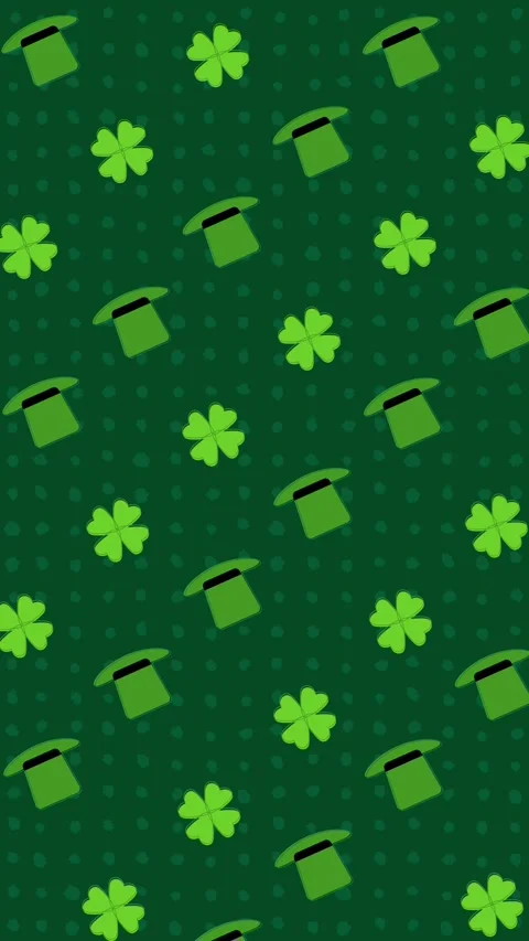 Pattern template of St. Patrick's Day, shamrocks clover, Four-leafed Irish party Видео 302352024