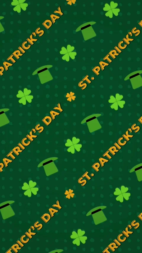 Pattern template of St. Patrick's Day, shamrocks clover, Four-leafed Irish party Stock Footage 302352049