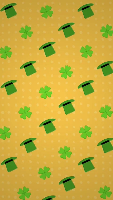 Pattern template of St. Patrick's Day, shamrocks clover, Four-leafed Irish party Stock Footage 302352076