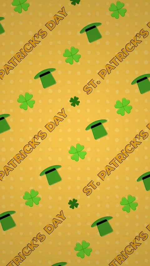 Pattern template of St. Patrick's Day, shamrocks clover, Four-leafed Irish party Stock Footage 302352110