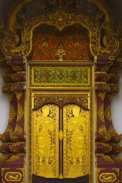 Pattern of temple door Stock Photos