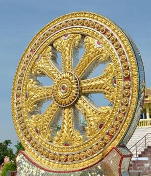Pattern temple, roller stone in thailand Stock Photos