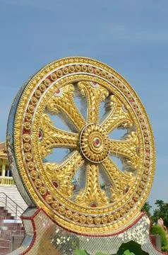 Pattern temple, roller stone in thailand Stock Photos
