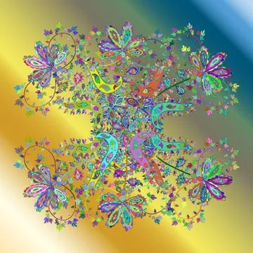 Pattern. Tender fabric pattern. Vector. Blue, neutral and yellow on colors. Seam 스톡 일러스트