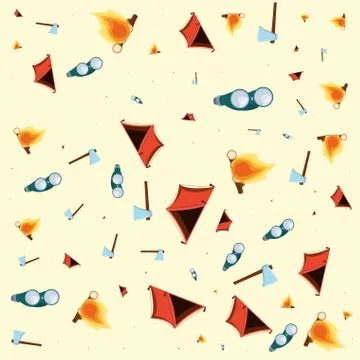 Pattern tent and of camping objects イラスト素材