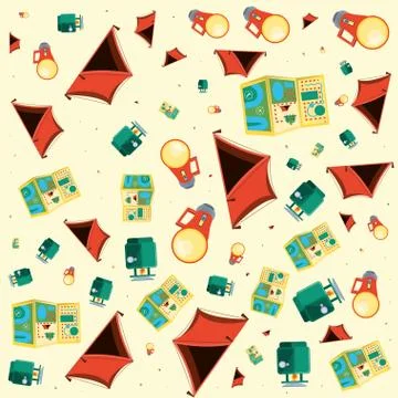 Pattern tent and of camping objects イラスト素材